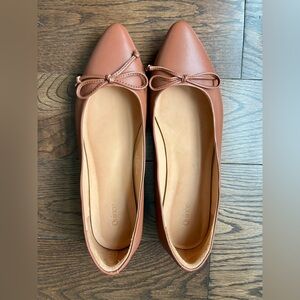 Quince Italian Leather Women's Bow Pointed Flats